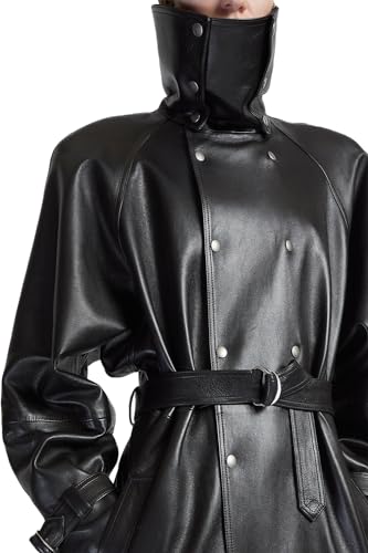 Genuine Cowhide Long Leather Trench Coat - Full Length Leather Coat - Black Leather Jacket for Men2