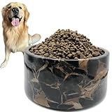Natural Marble Pet Bowl for Dogs Cats and Pets, Skid-Proof and Durable Pet Food and Water Bowls, Suitable for Various of Animals (Portoro)