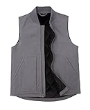 ZENTHACE Men's Arctic Quilted Lined Duck Vest Washed Full Zip Up Utility Rugged Canvas Work Vest Jacket, Grey, X-Large
