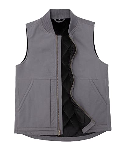 Image of ZENTHACE Mens Quilted Lined Duck Canvas Work Vest,Brass Zip Up