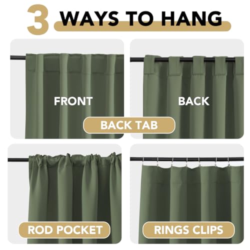 Image of H.VERSAILTEX Blackout Curtains Thermal Insulated Window Treatment Panels Room Darkening Blackout Drapes for Living Room Back Tab /Rod Pocket Bedroom Draperies (2 Panels, Bronze Green, 52 x 96 Inch)