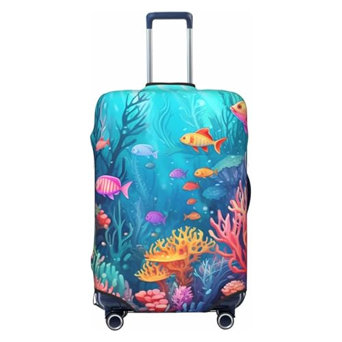 Beautiful Underwater World Travel Luggage Cover for Suitcase Anti-Scratch Fashion Suitcase Protector Washable Elastic Baggage Covers Fits 22-24 Inch Luggage for Travel Beach Holiday