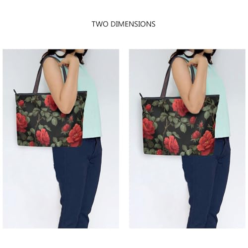 Bolso Tote rojo Rose Leaf para mujer con cierre y diseño durable miniatura 2