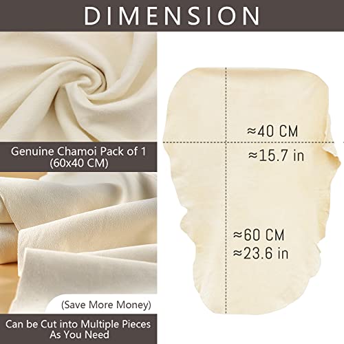 Chamois Cloth For Car Shammy Towel 24'' X 16'' (2.58 Sq Ft) Car Drying Towel Absorbent Real Leather Lint Free Streak Free For Car Wash 1 Pack #TOP3
