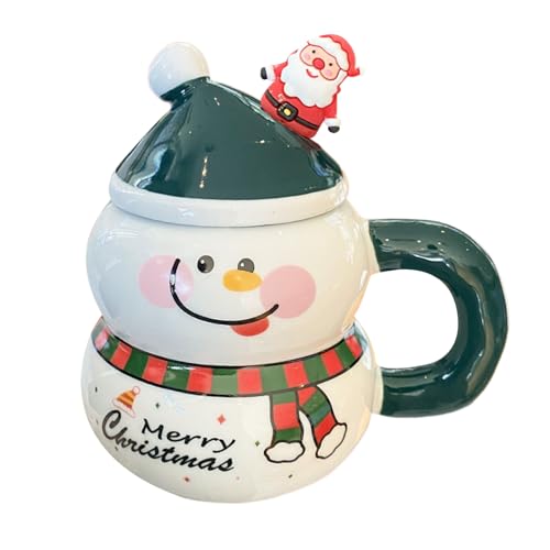 Taza de café de Navidad, taza de cerámica con asa y tapa para uso en exteriores e interiores, taza de cerámica para picnic, senderismo, camping, agua, té, hogar, fiesta, whisky