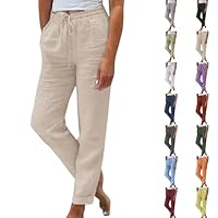 Sommerhose Damen leicht Damen leinen Hosenanzug Damenhose mit Gummizug italienische leichte luftige Sommerhose Caprihosen Summer wickelhose Summer Zweiteiler leinen Schlupfhose Stoffhose