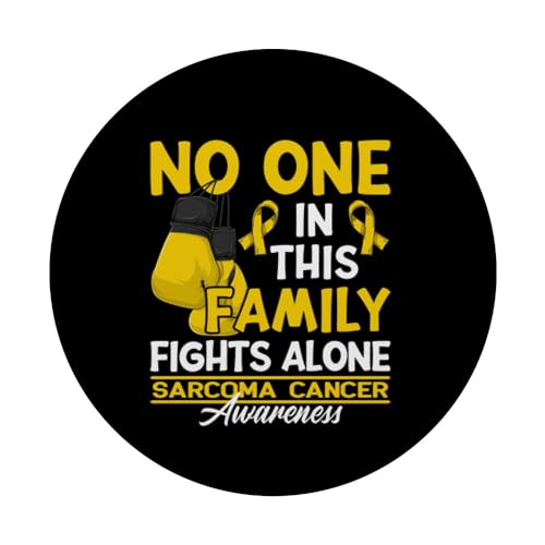 No One In This Family Fights Alone I Sarcoma Cancer PopSockets Swappable PopGrip, Black - Image 3