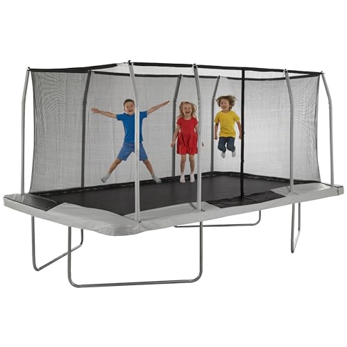 Upper Bounce 15 ft Rectangle Trampoline Set with Top-Ring Enclosure Net, Outdoor Backyard...