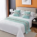 Camino De Cama para King Size,Corredor De Cama Protector De Colcha Y Bufanda para Cama De Hotel De Lujo-Manta Suave Que No Se Decolora,Decoración del Dormitorio,Boda-Blue||50x240cm(1.8m Bed)