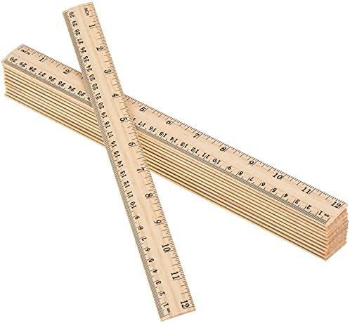 MantraRaj 12inch 30cm Traditional Wooden Ruler School Quality Office School Stationery 2 Precise Scales for School Classroom Home Office Crafts for Teachers, Students, Artists