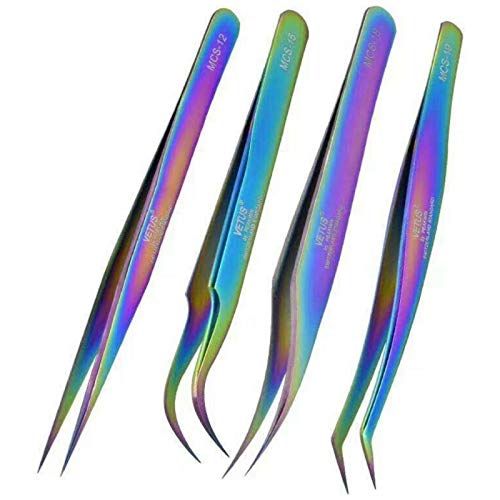 Cils Pince Vetus Set 4x MCS-12 Jusqu'à MCS-19 - Set Multicolore 4x MCS-12 Jusqu'à MCS-19