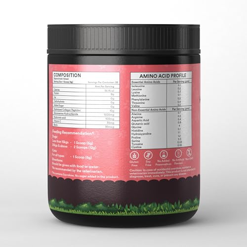 Image of INLIFE Collagen for Dogs & Cats | Hydrolysed Collagen Powder | Clinically Proven Ingredient with Biotin, Vitamin C, Hyaluronic Acid & Glucosamine | Pet Supplement (Strawberry)