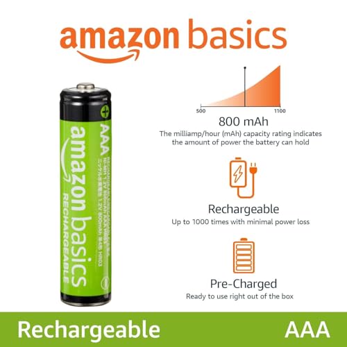 Amazon Basics 24-Pack Rechargeable AAA NiMH Performance Batteries, 800 mAh, 1.2V, Recharge up to 1000x Times, Pre-Charged - Image 3