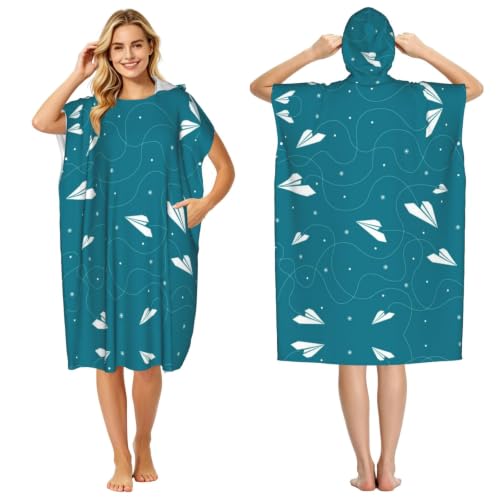 Poncho à capuche microfibre léger avec imprimé graphique avion