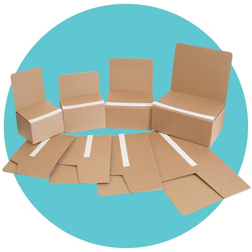 Triplast Ecommerce Crash Lock Boxes with Peel & Seal Strips - Pack of 5 x ECOM02 (200x100x100mm) - Easy to Assemble Quick Seal Strong Cardboard Postal Box Mailers for Packing & Shipping Small Parcels