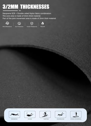 Image of Hevto Men Wetsuit 3 /2mm Neoprene Front Zipper for Surfing Diving | 16 Size Options with Regular Short and Tall Fits Wet Suit in Cold Water for Swimming Snorkeling Kayaking and SUP