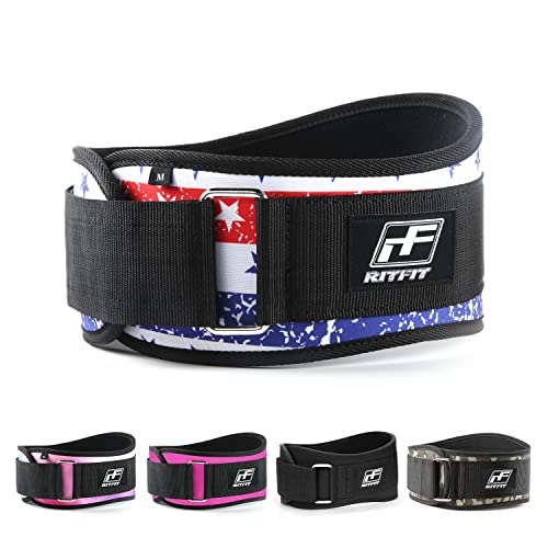 Ritfit Self-Locking Weight Lifting Belt Gym Belt Great For Squats, Lunges, Deadlift, Thrusters Men And Women Lifting Belt- 6 Inch/Flag #TOP6