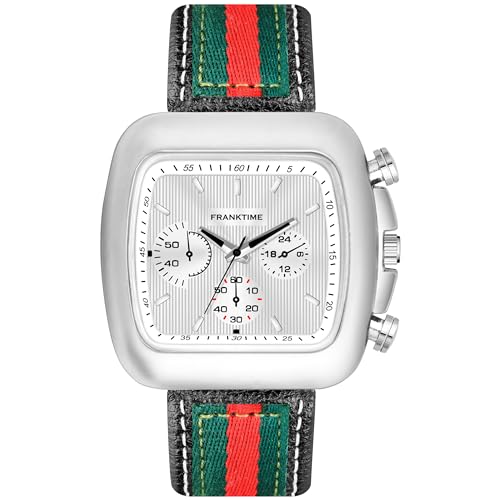 Franktime Enlighter Square Series Analog Watch for Men with Premium Leather Strap | Silver Dial Watch | Wrist Watch for Men | Mens Watch | Gift for Men (B0CM5BWGSR) Amazon Price History, Amazon Price Tracker