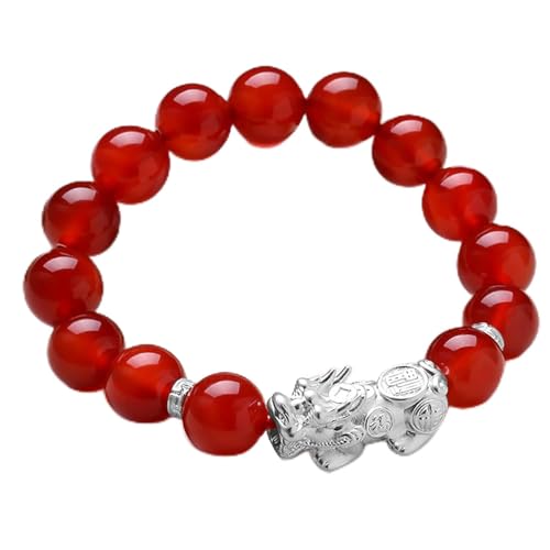 WYUYIWH Feng Shui Wealth Pixiu Bracelet Natural Obsidian Agates Tyger's Eye Beads Bracelet Reiki Chakra Meditation Ward-Off Evil Spirits Talisman for Prosperity Money Good Luck Cinnabar