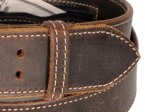 Money Belt, 1-3/4" Double Prong, Zipper Pocket, Travel Security, Full Leather, Made in USA2