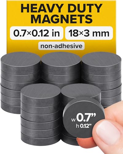 Image of Ultra-Strong Ceramic Round Magnets (0.7x0.12 /18x3mm, 30 pcs) - Heavy Duty Magnets, Non-Corrosive, High Thermal Resistance, Versatile for Home, Office, Workshop, Whiteboard, Fridge and Hobby Use