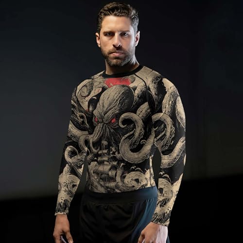 Octopus Men's Rash Guard Long Sleeve BJJ Rashguard for Men Jiu Jitsu Rash Guard Tight Compression Shirt4