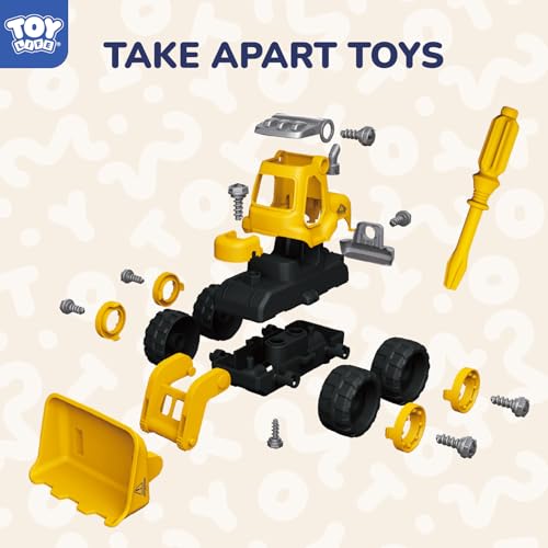 Image of TOY Life Constructions Toys Vehicles Trucks Take Apart Toys Sandbox Toys Trucks Set Excavators Building Car Toys with Drills - Best Gifts Truck Toys for Boys Kids Toddlers 3 4 5 6 7 8 Years Old