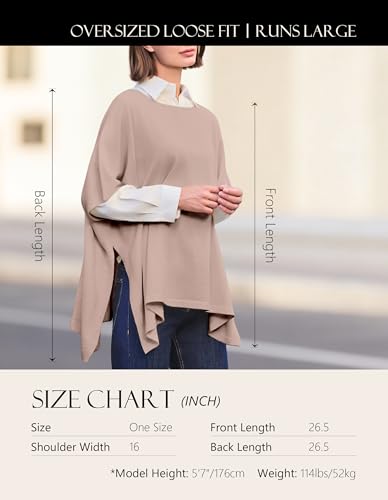 Image of PULI Women's Pullover Poncho Sweater Oversized Knit Layering Top Travel | Sleeveless and Layers Over Any Shirt At Home or Work