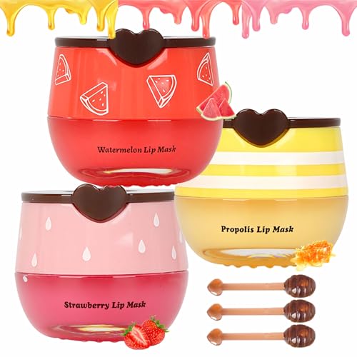 3-Pack Honey Pot Lip Sleeping Mask (Honey, Strawberry, Watermelon)