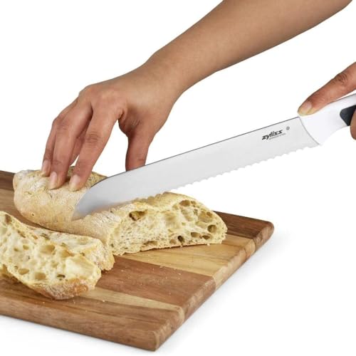 Zyliss Comfort Bread Knife, 20.5cm/8in, Japanese Stainless Steel, Serrated Edge, Non-Slip Handle, Includes Cover for Safety, Black/White, Professional Kitchen Knife, Dishwasher Safe - Image 4