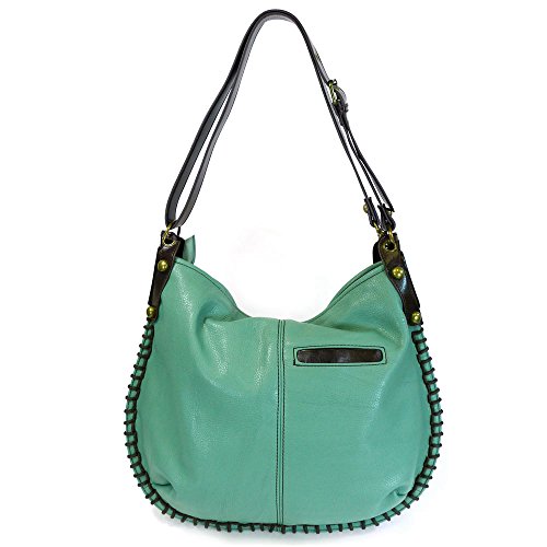 Chala Handbags, Casual Style, Soft, Large Shoulder or Crossbody Purse with Keyfob - Teal Green Color2