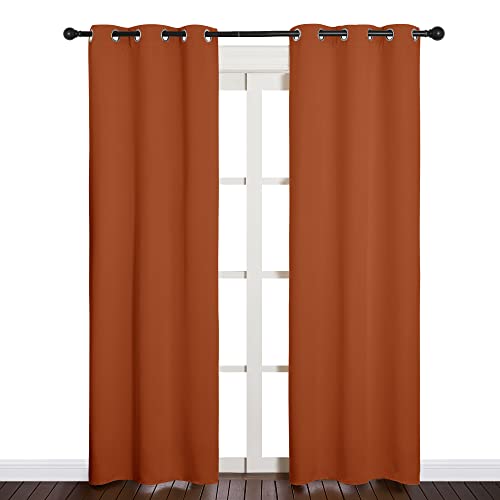 Image of NICETOWN Halloween Blackout Draperies Curtains for Girls Room, Nursery Essential Thermal Insulated Grommet Top Blackout Panels (Burnt Orange, 1 Pair, 34 x 84 inches)