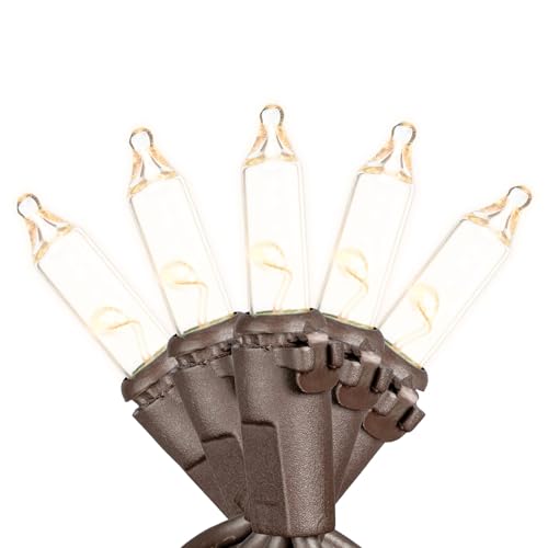 Novelty Lights RetroGlo® LED Mini Lights, 10 Clear Bulbs on Brown Wire, 5.5ft with 4