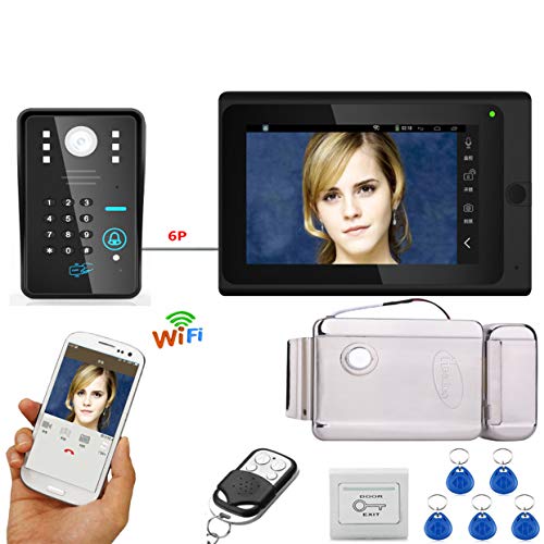 APP RFID Passwort 7 Zoll Monitor WiFi Wireless Video Türsprechanlage Türklingel Kamera Intercom System + Netzteil Türschloss