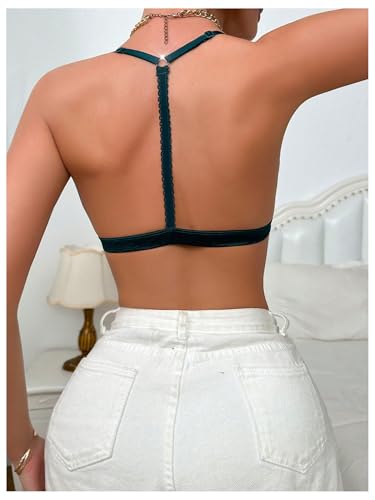 Image of SHENHE Women's Lace Front Closure Y Back Bra Padded Triangle Racerback Bralette Wireless Bra