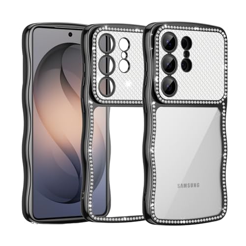 HJXFlying �K�p Samsung Galaxy S26 Plus �P�[�X ���C���X�g�[���L���L�� �g�`�o���p�[ ����J�����t���[�� ���� �ϏՌ� �X�����t�B�b�g �ی�P�[�X ���f�B�[�X �������� ���O�W���A���[ �X�p�[�N���[ - �u���b�N