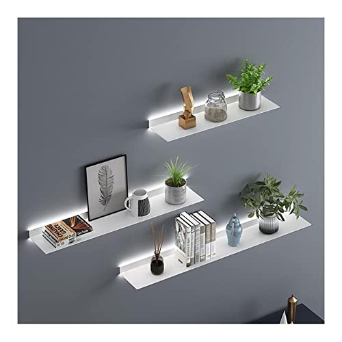 Estantes flotantes modernos con luz LED para plantas o libros, estante de exhibición de metal montado en la pared para un almacenamiento elegante (1 pieza)