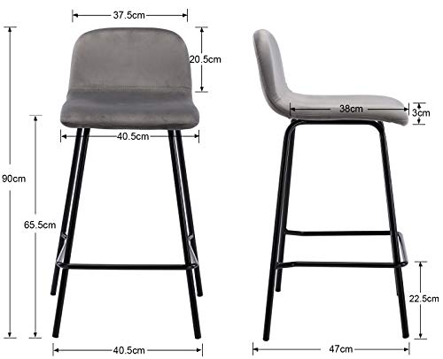 Wahson 4X Sgabelli da Bar in Velluto Sgabelli