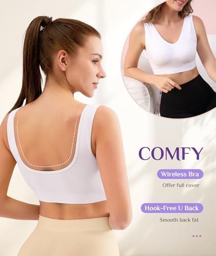 YADIFEN 3 Pack Womens Sports Bras，Wireless Comfortable Seamless Sleep Yoga Sports Bras for Women with Removable Pads3