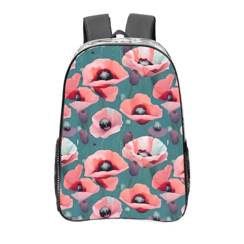 Sac à dos transparent coquelicots pastel pour passer la sécurité des stades sans attendre
