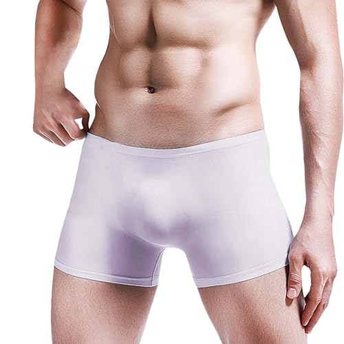 Uwdiohq Offres de Printemps Boxer d'été en Soie glacée pour Hommes, poinçon 3D, Sexy, Transparent, pour Jeunes, Ultra, Respirant sous-vêtements pour...