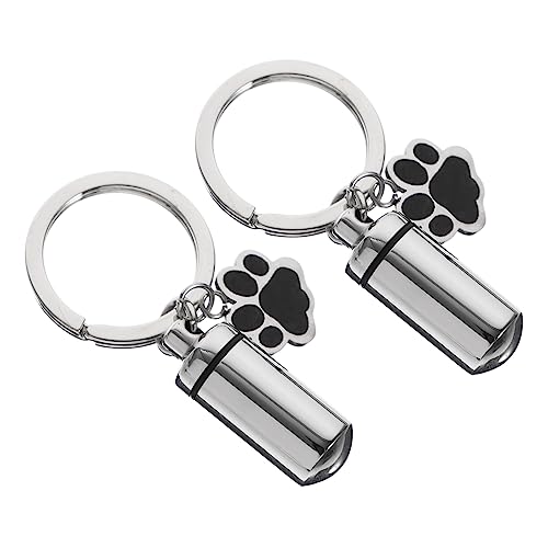 ROMISBABA 2個 ペット壷 鎖 記念 糸くず 足のネックレス 犬の壷 ぶら下げペット灰ホルダー ペット骨壷ペンダント バッグ付き ペット灰容器 装飾的なペットの骨壷 ペット灰入れ ステンレス鋼