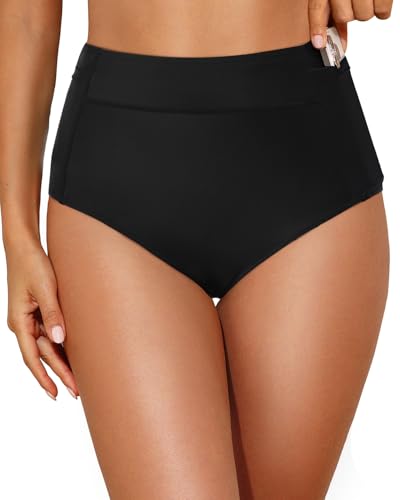 Tempt Me Women High Waisted Swimsuit Bikini Bottoms - Tummy Control Swim Bottom Full Coverage Bathing Suit with Pockets 2025