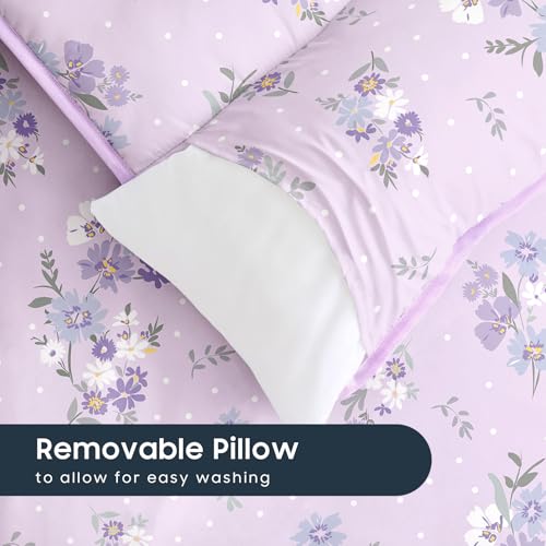 Image of Wake In Cloud - Toddler Nap Mat with Pillow and Blanket, 100% Cotton Fabric, for Kids Girls Ages 3 Plus in Daycare Kindergarten Preschool, Roll Up Sleeping Bag, Floral Flowers