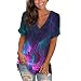Zilosconcy T-Shirt da Donna Casual con Scollo a V Floreale a Maniche Corte T-Shirt Stampata con Spacco Laterale Allentato Grembiule per Parrucchiera