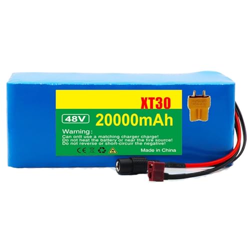 48V Ebike batería 20AH Batería Batería de Bicicleta eléctrica 48V con BMS Cargador 54.6V 2A para 100-800W Bicicleta eléctrica, e-Scooter, e-Scooter e-Motor (48V 20Ah) XT30 Plug,48V 20Ah