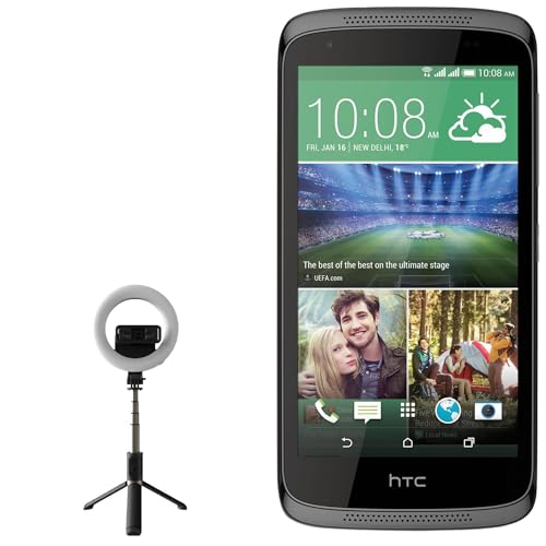 BoxWave Stand and Mount Compatible with HTC Desire 526 G+ - RingLight SelfiePod, Selfie Stick Extendable Arm with Ring Light - Jet Black