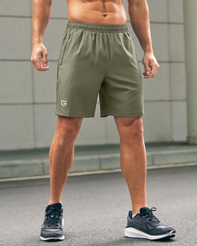 Image of G Gradual Men's Athletic Running Shorts with Zipper Pockets Quick Dry 7 inch / 5 inch / 9 inch Workout Gym Shorts for Basketball Hiking