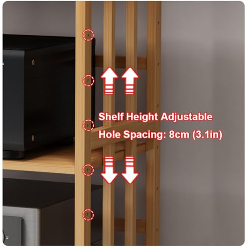 Gabinete de almacenamiento móvil de bambú para audio y torre de CD regulable 6