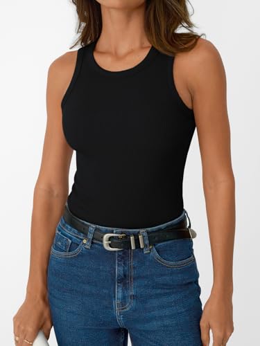 SUNBS Womens 3 Pack Tank Tops Summer 2025 Sleeveless Racerback Ribbed Workout High Neck Basic Trendy Fashion Clothes3